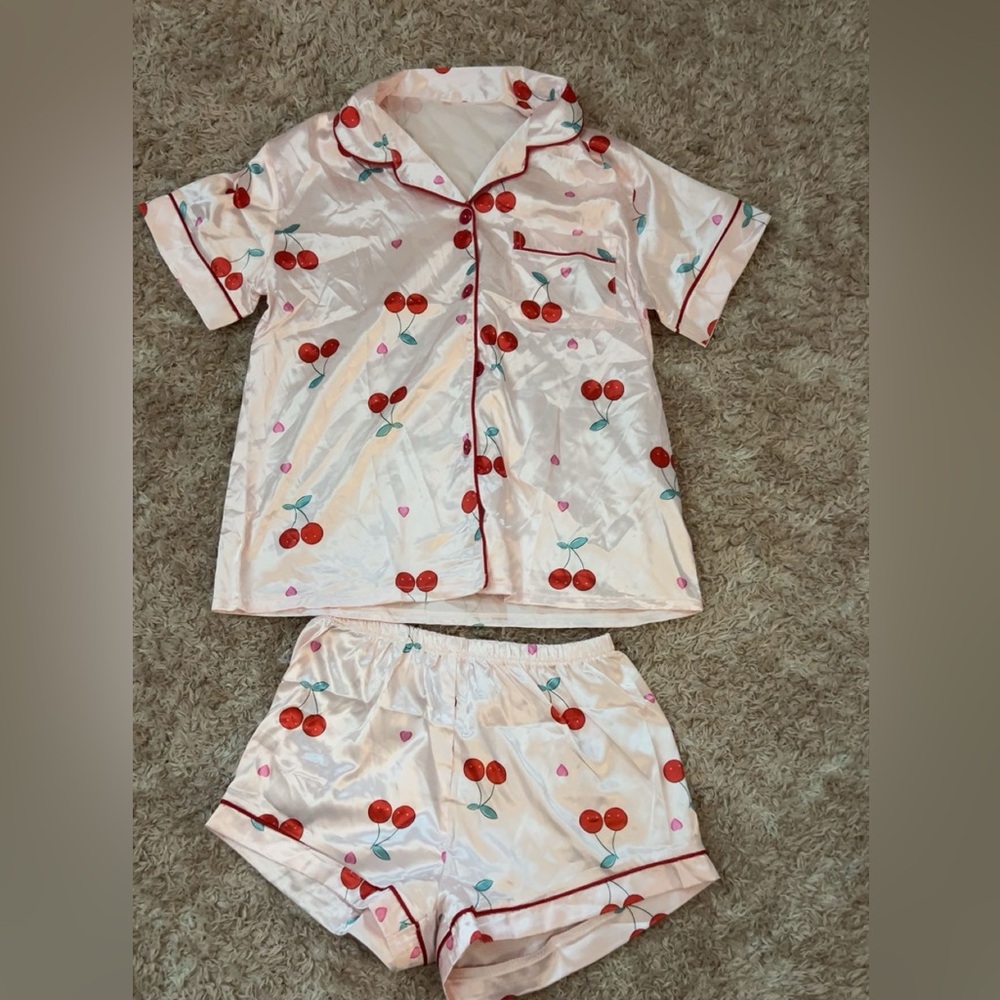 SHEIN Cherry Print Womens Small Pj’s Set
